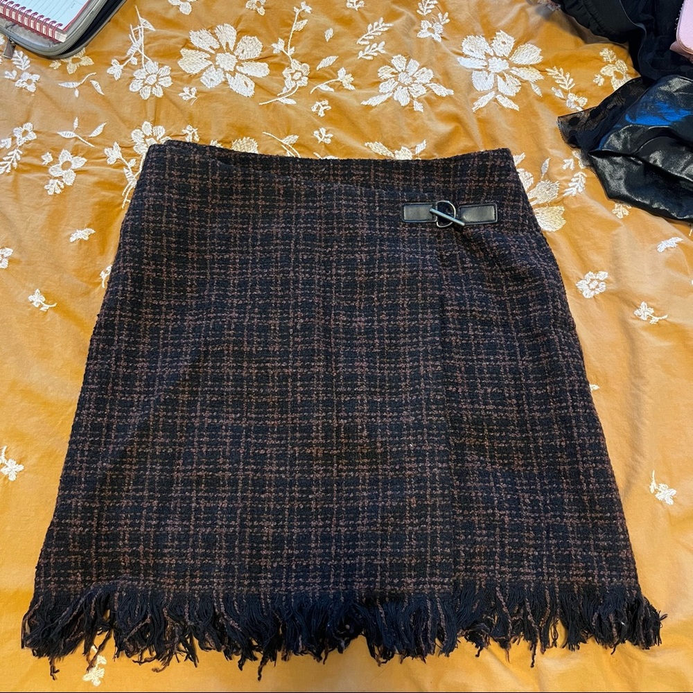 Jenne Maac Tweed Plaid Skirt
